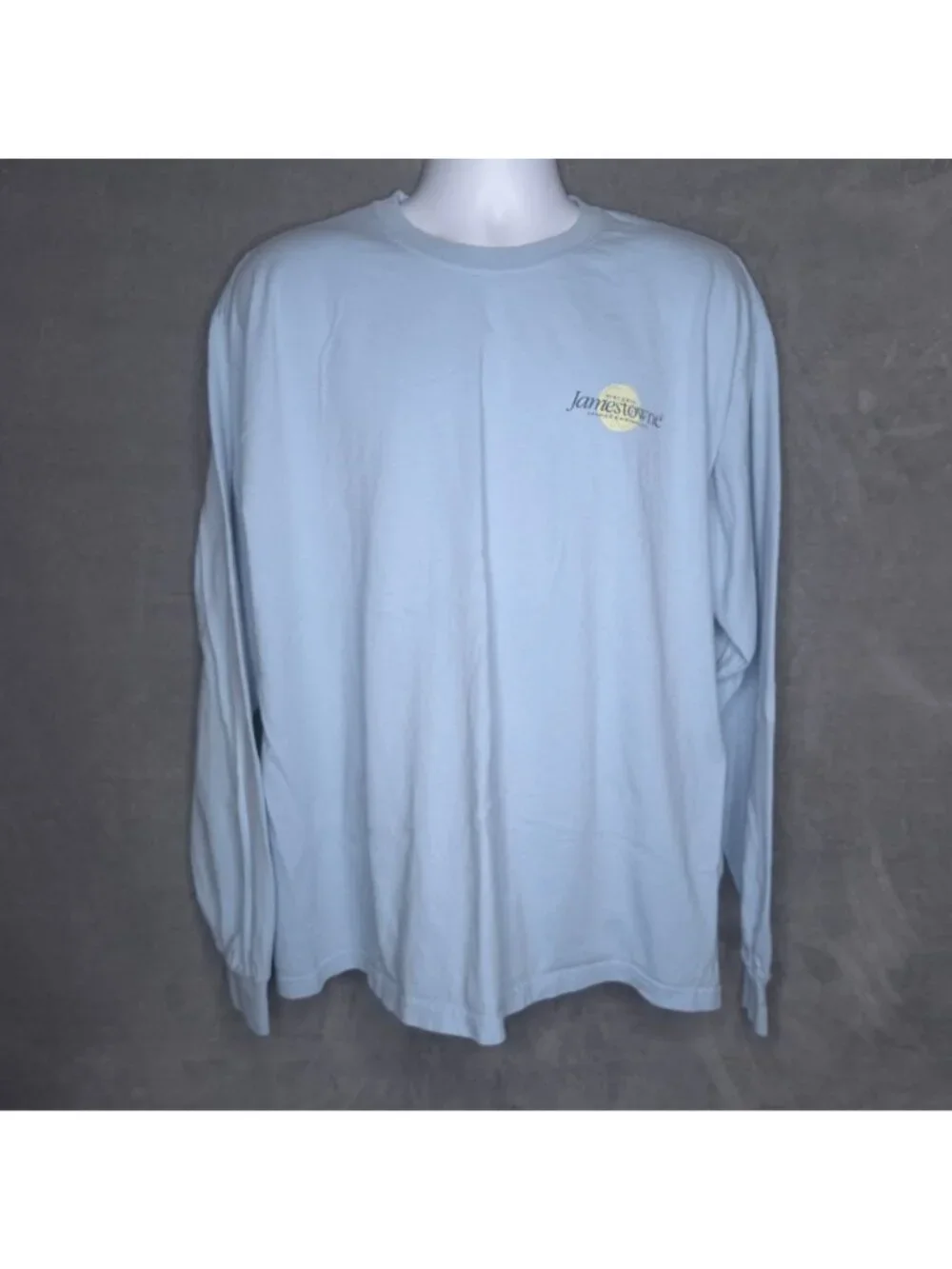 Jamestowne Long Sleeve T-shirt  XL Light Blue Crew Neck 400 Years Of America